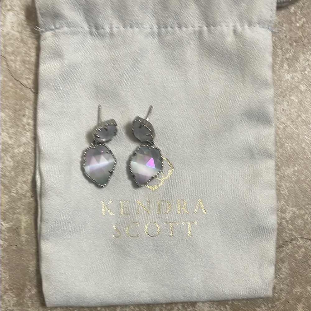 Kendra Scott Silver and Purple Drop Earrings